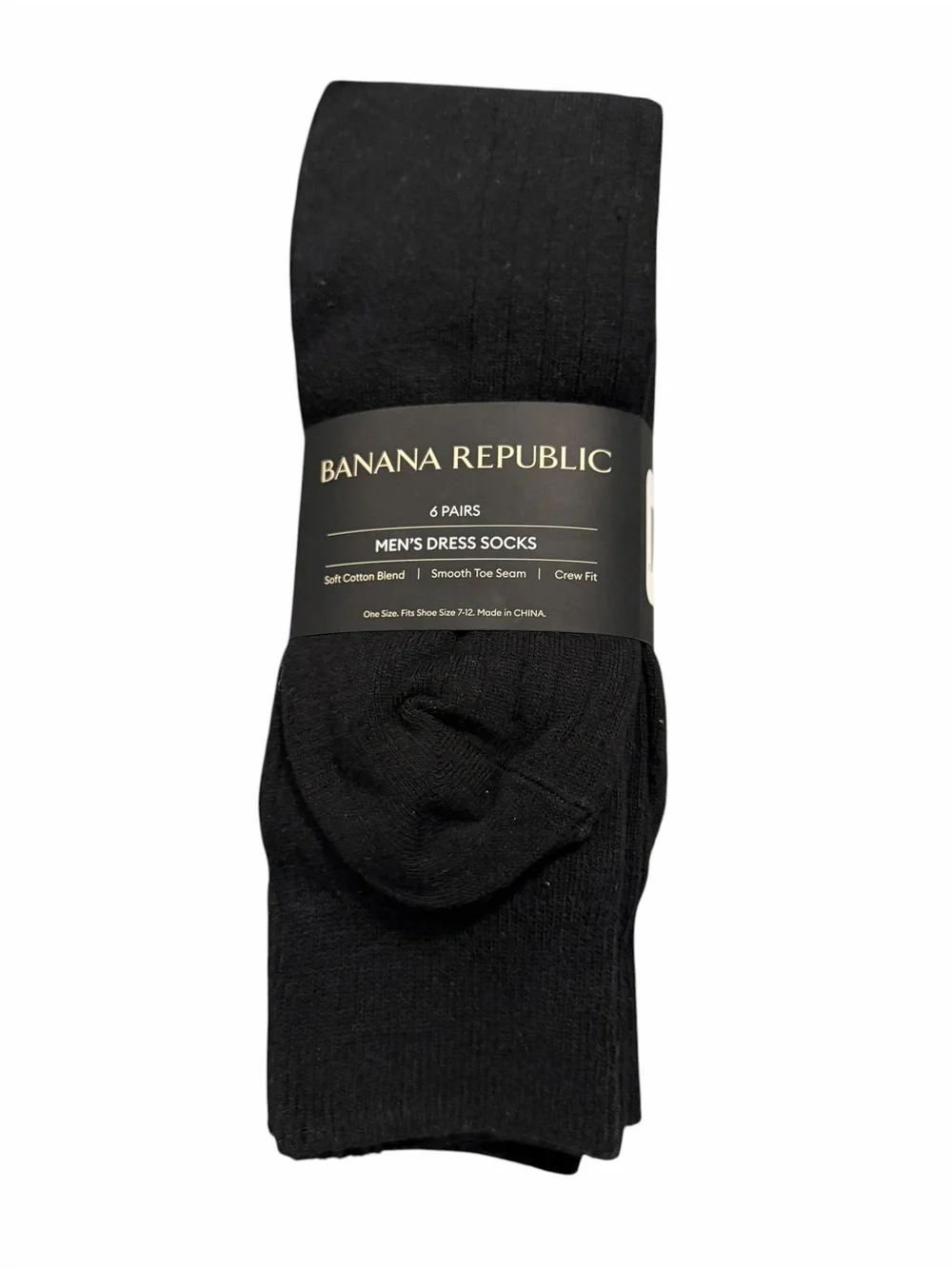 NWT/Banana Republic Men's Dress Sock, 6-pair/True Black